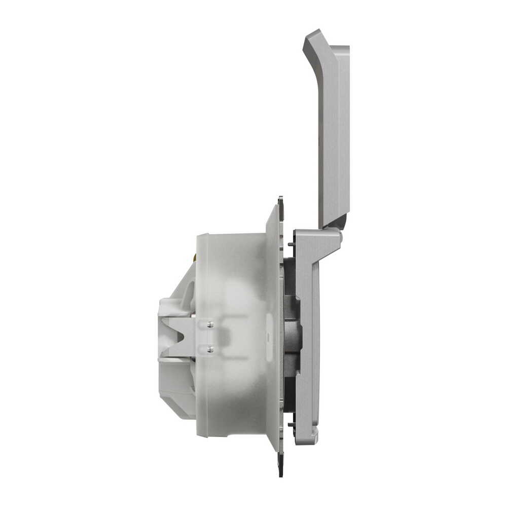 Розетка Schneider Sedna Design алюміній 1-на з заземленням з шторками та кришкою IP44 ( SDD213024 )
